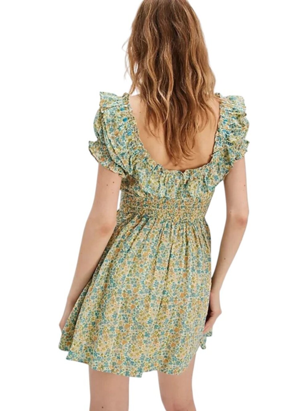 Free People Tasha Mini Dress Floral Printed Smocked Ruffle Puff Sleeve Small - Picture 7 of 7